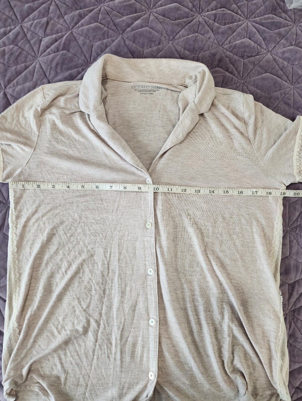 Victoria's Secret Super Soft Modal Lace Trim Pajama Set Cream Beige Small - Picture 7 of 16